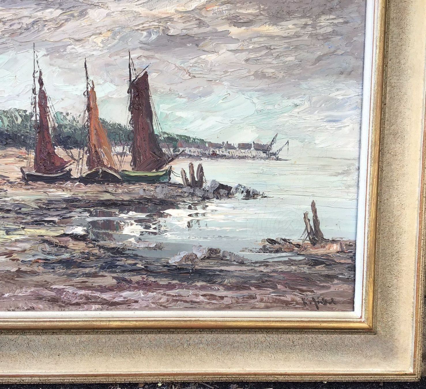 Dipinti: Gemälde am Hafen unleserlich signiert – Usato da Müllheim Dorf venduto da Othmar73 4