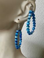 Türkisblau Creolen aus schimmernden Glasperlen & Silber 925