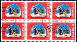 2000 SOUVENIER ALPHORNBLÄSER 6ERBLOCK GESTEMPELT - Y129