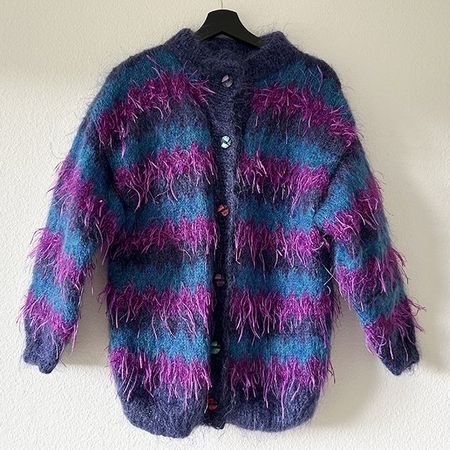 MOHAIR | Handgestrickter Cardigan S | warme Strickjacke