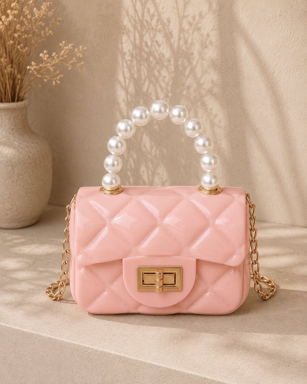 Borse da donna: MINI BAG ROSA CON PERLE – Nuovo e nell'imballaggio originale da Lugano venduto da solowolford