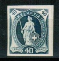 4106C) Stehende Helvetia 40Rp. Farbbrobe ungezähnt