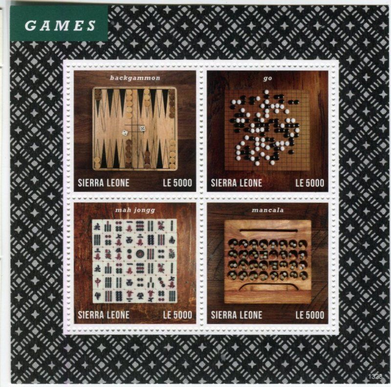 Alle Briefmarken: Block "Backgammon, Go, Mancala". Sierra Leone – Neu und originalverpackt aus Basel von Butsch5