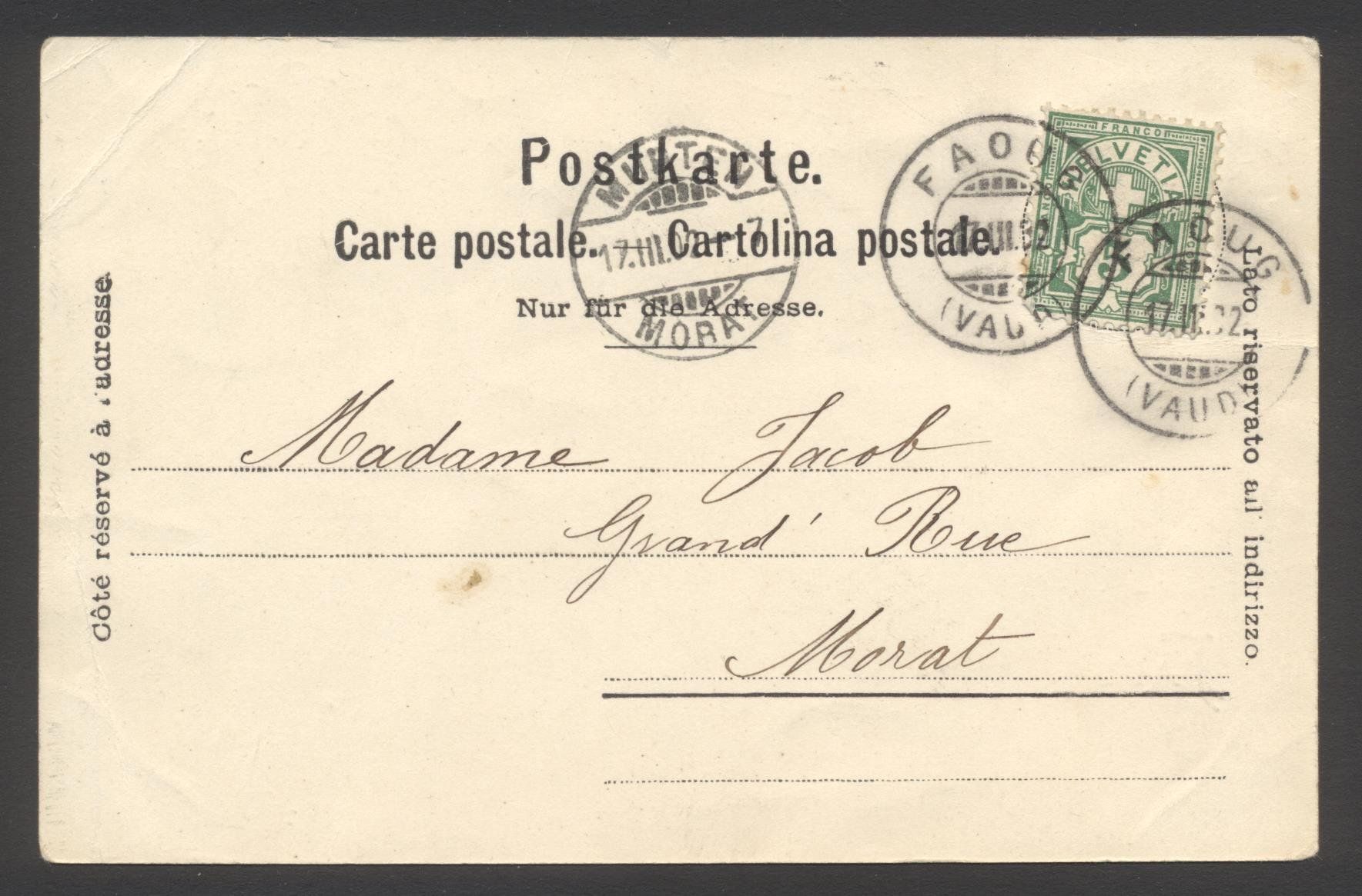 Cartoline postali: PK Faoug – Usato da Siebnen venduto da Fstaehli 1