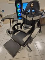 Neuer Gamer Stuhl Gaming Chair Schwarz Grau inkl. Kissen