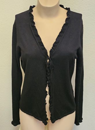 Marks & Spencer Damen Strickjacke mit Rüschen Schwarz Gr.42