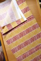 Patchwork - BW senf-rostbraun-weiss von Tillisy - 50 x 74 cm