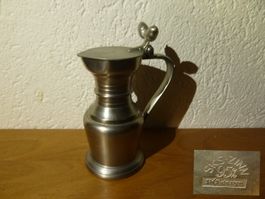 Antike Zinn Karaffe SKS Design 95% Zinn mit Deckel u Eicheln
