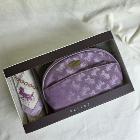 Vintage CELINE Vanity Set with Cotton Scarf – New in Box