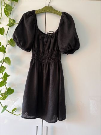 FAITHFULL THE BRAND schwarzes Kleid aus Leinen Gr. L