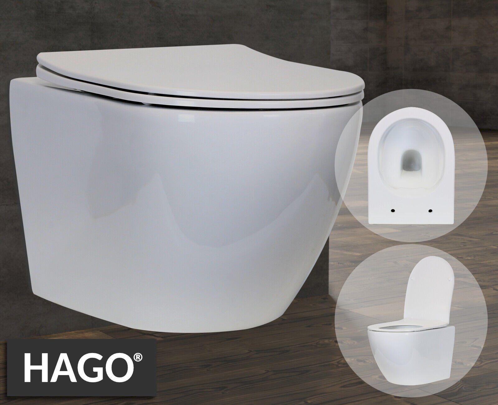 WC: Spülrandloses Keramik Hänge-WC Set – Neu und originalverpackt aus Bottighofen von zaap