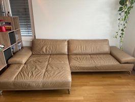 Ecksofa Leder hellbraun gebrauchter Zustand