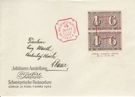 1943 W15 100 Jahre Schweizerische Postmarken Zürich