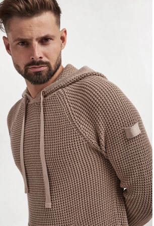 JOOP Herren Kapuzenpullover Strick hellbraun Grösse L neu