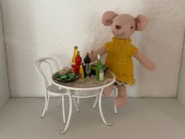 Zubehör Maileg/Puppenhaus: Metalltisch mit Bistro-Stühlen