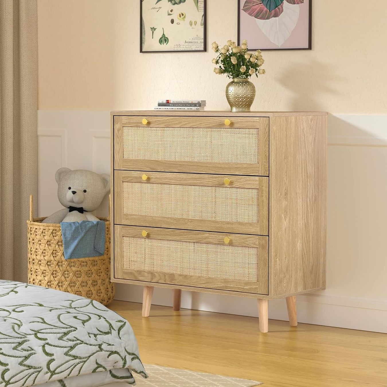 Cassettiere: Rattan Kommode 3 Schubladen Eiche 80x40x91,4 cm – Nuovo e nell'imballaggio originale da St. Gallen venduto da VerkaufsMaus50 4