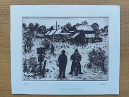 PF-Karte signiert Hausweiler - Orig. Radierung