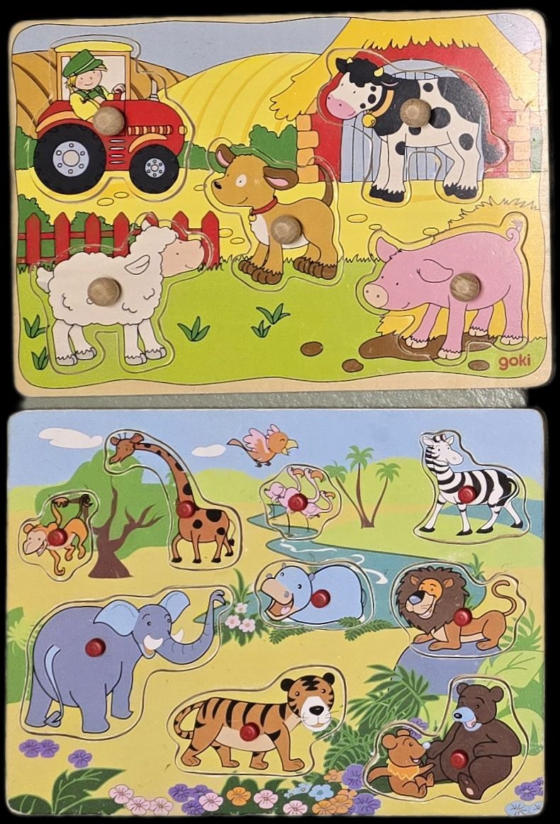 Puzzles: Holzpuzzle Bauernhoftiere & Wildtiere, Goki – Gebraucht aus Teufenthal AG von thuzsu