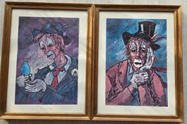 Tableau Clown Cinetto Cadre Bois