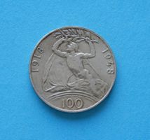 Münze Tschechoslowakei 100 Kronen 1948  Silber