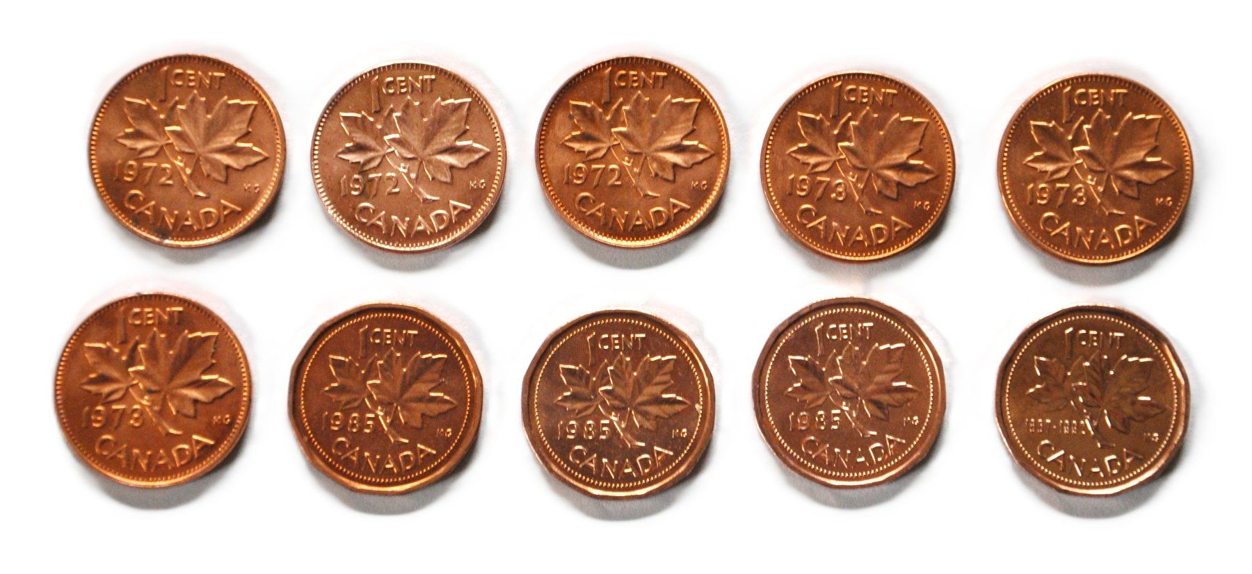 Toutes les monnaies: 10 x 1 Cent Canada – D'occasion à Grabs par Fadenquarz