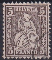 Sitzende Helvetia Nr. 45, Faser ☉, SBK 25.-+++