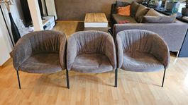3x moderner Lounge-Sessel grau – einzeln oder als Set