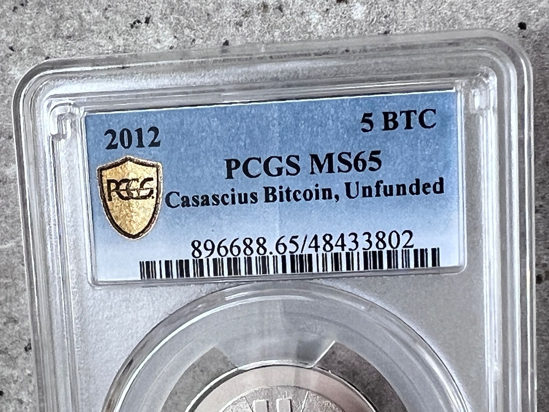 5 Bitcoin Casascius Physical Münze 2012 PCGS MS65 Zertifikat (Neu (gemäss  Beschreibung)) in Zurich für CHF 5000 – mit Lieferung auf Ricardo kaufen