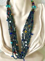 Boho Vintage Multistrang Long Kette aus Glasperlen – Unikat