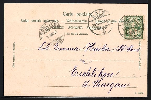 Cartoline postali: Gais / Appenzellerland, Totalansicht mit – Usato da Berlin venduto da bartko-reher 1