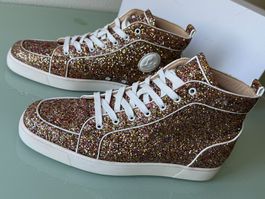 CHRISTIAN LOUBOUTIN Louis Flat Glitzer High Hop Sneakers 45