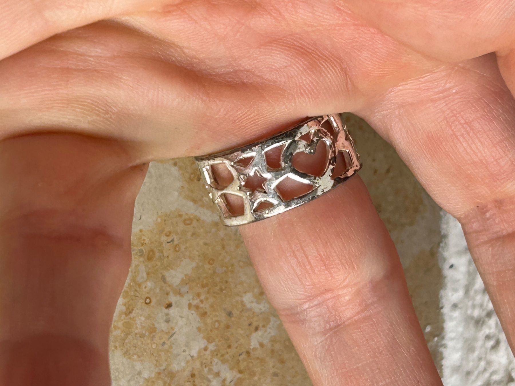 Anelli: Silber Ring mit Sternen & Herzen (54) – Usato da Dittingen venduto da Bellevista 2