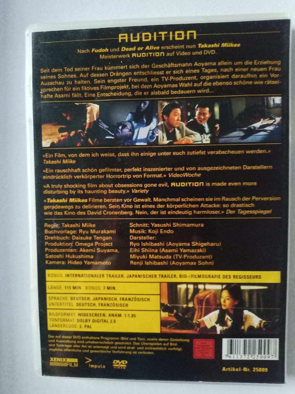 Tutti i DVDs: Audition - Kult-Schocker auf DVD – Usato da Tann venduto da Veebee6 1