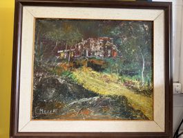 Ölgemälde C. Meli 1982 Landschaft gerahmt guter Zustand