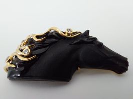 Pferde-Anhänger Onyx Gold Diamanten, edel & speziell!
