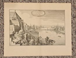 Topographia Helvetiae Mittlere Rheinbrücke mit Münster Basel