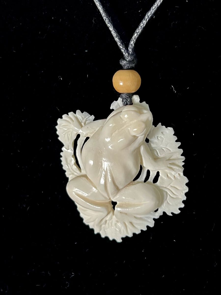Catenine: Hand-Carved Bone Frog Pendant Necklace Frosch Knochen – Nuovo (secondo la descrizione) da Moehlin venduto da Balirain 7