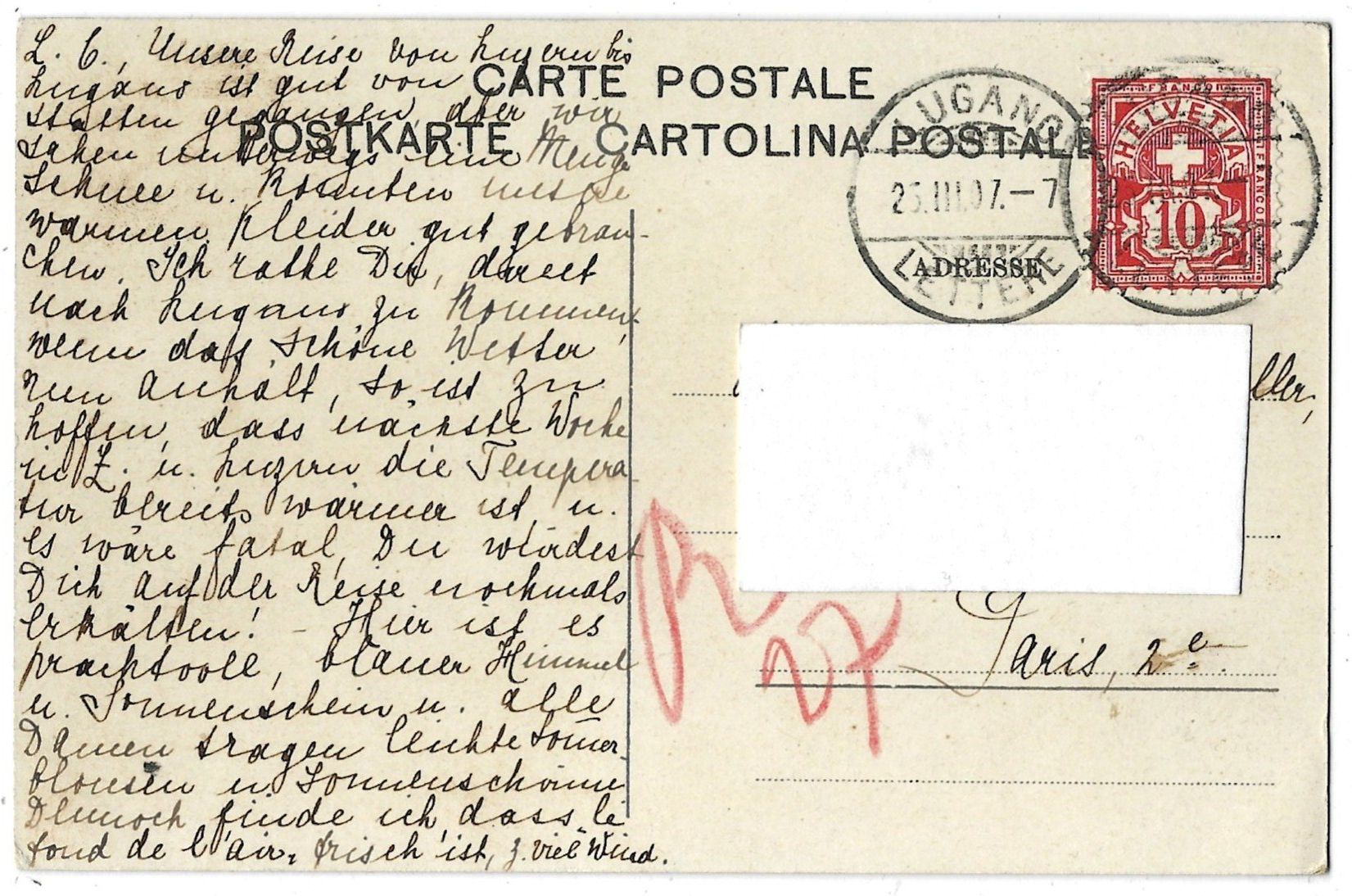 Cartoline postali: Lugano  col  Monte  San  Salvatore – Usato da Bütschwil venduto da Jackson1A 1
