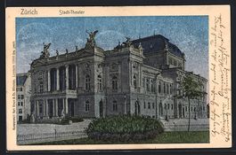 Luna-AK Zürich, Stadt-Theater, 1905