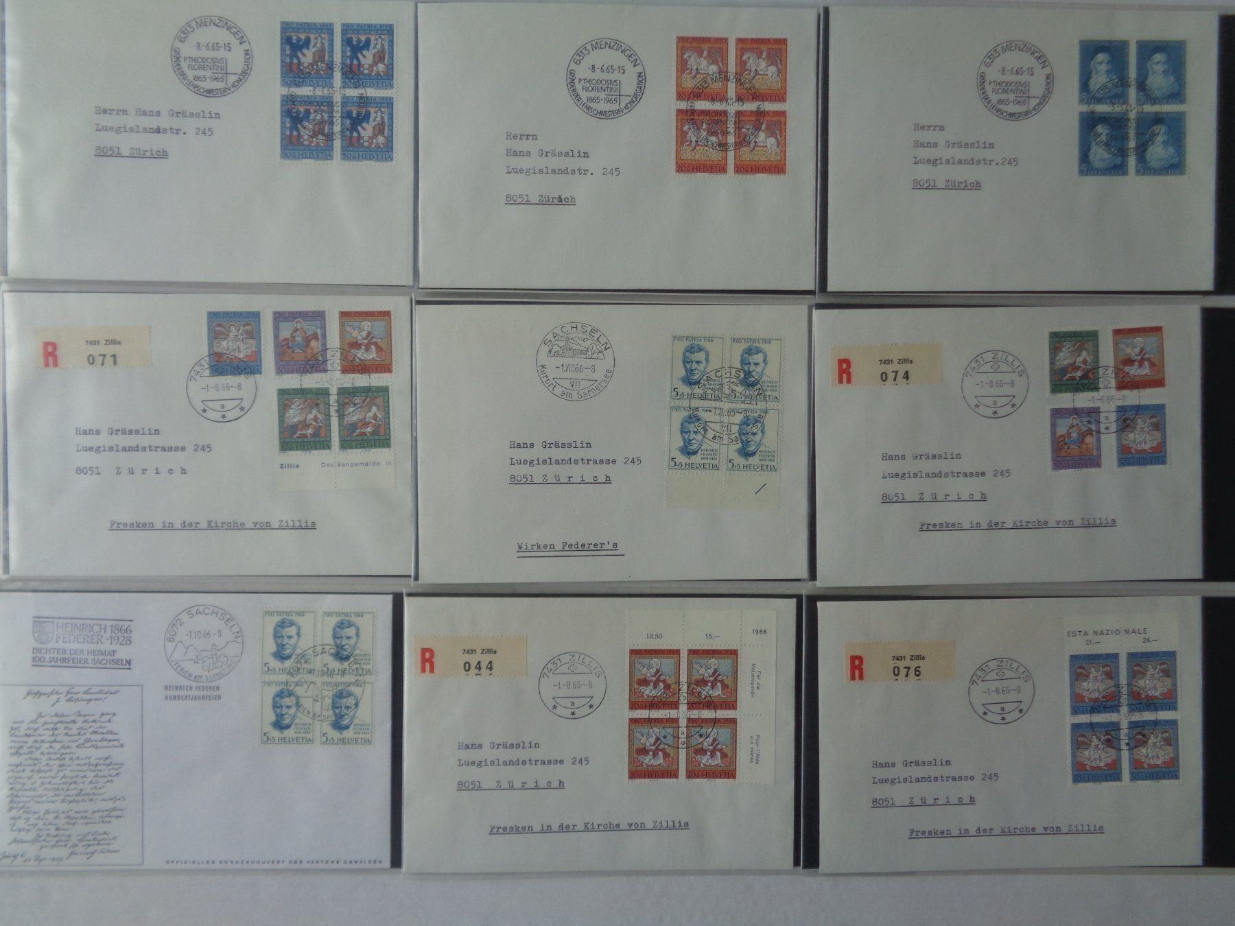 Alle Briefmarken: 72 Ersttagsbriefe mit Album – Gebraucht aus Chur von omonia 8
