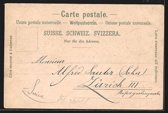 Cartoline postali: Litho Nyon, Le château et le Montblanc, – Usato da Berlin venduto da bartko-reher 1