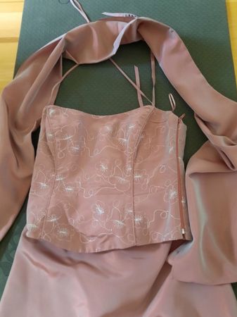 Festkleid, Brautjungfernkleid, 3 teilig rosa glänzend