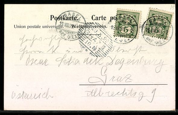 Cartoline postali: Basel, Rhein mit Brücke und Uferpromena – Usato da Berlin venduto da bartko-reher 1