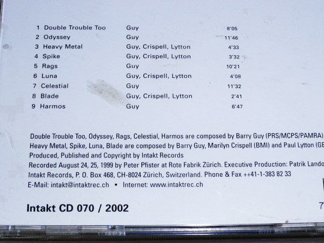 CD: Marilyn Crispell with Barry Guy & Paul Lytton – Usato da Unterbäch venduto da gond 2