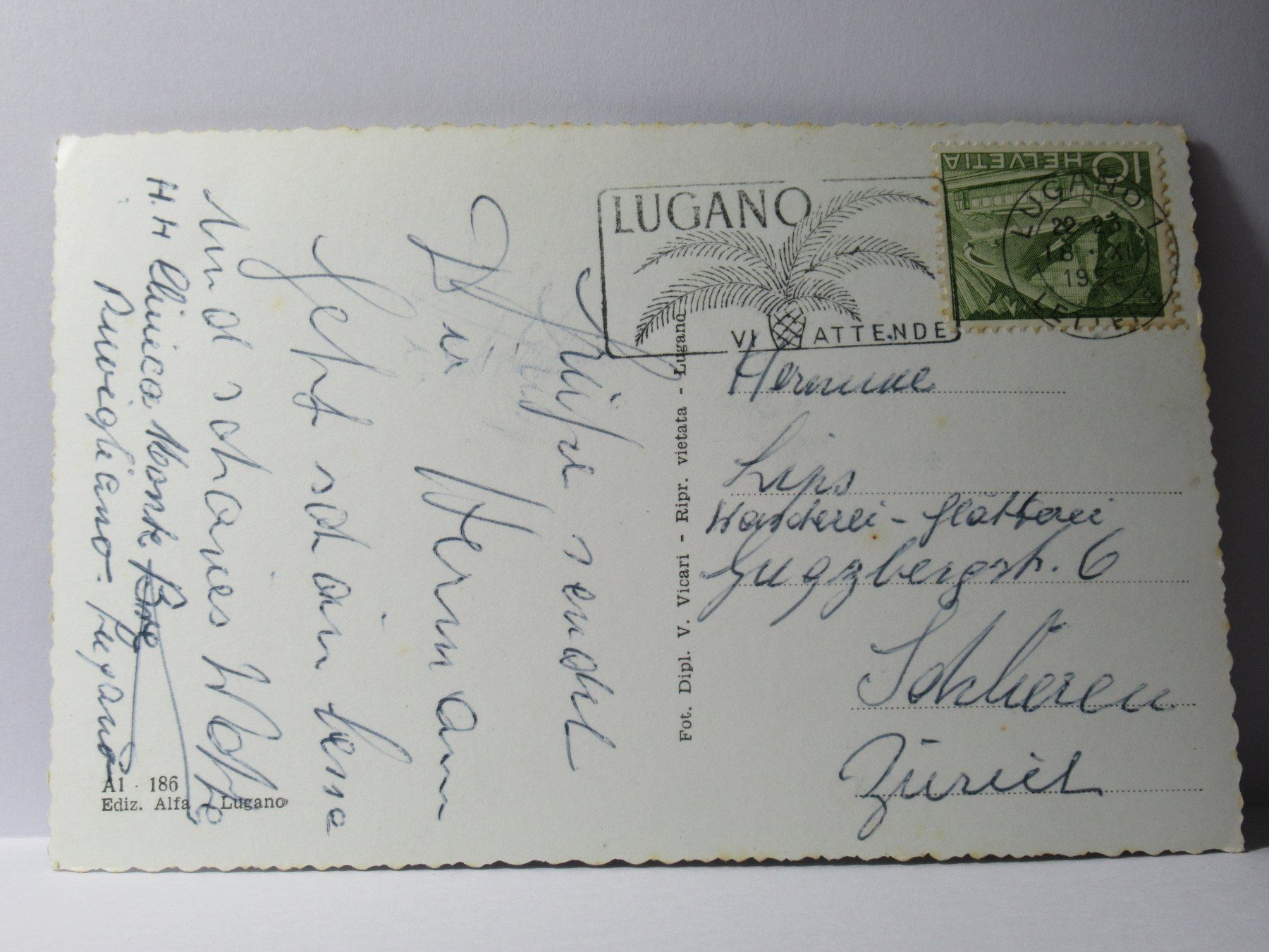 Cartoline postali: Lugano  1956 – Usato da Grenchen venduto da Bluemchen1900 1