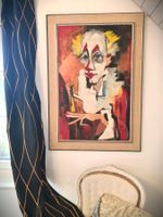Grosses, Ausdrucksstarkes Clown-Portrait /Öl auf Leinwand