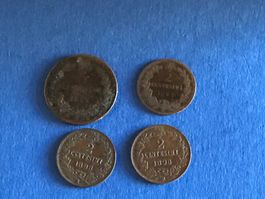 Münze Münzen 2 Centesimi und 5 Centesimi 1862-1898 4 Stk