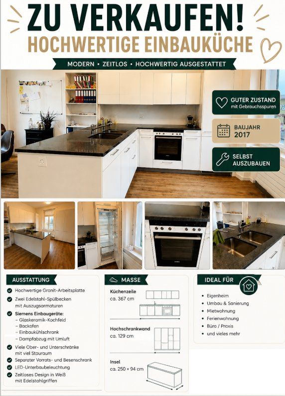 Cuisines complètes: Hochwertige Einbauküche, weiss – D'occasion à Wolfhausen par eblackman