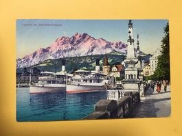 Luzern 1916 Feldpost Schiffe beim Schweizerhofquai