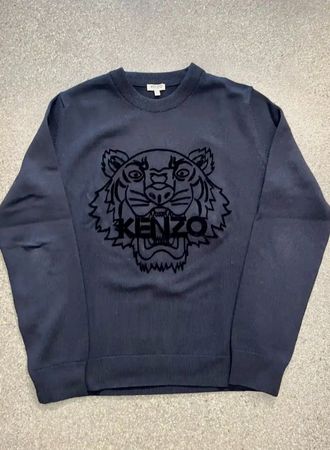 Stilvoller dunkelblauer Wollpullover von Kenzo Pull laine